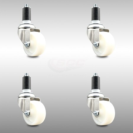 Service Caster 3 Inch 316SS Nylon Wheel Swivel 1-3/8 Inch Expanding Stem Caster Set SCC SCC-SS316EX20S314-NYS-138-4